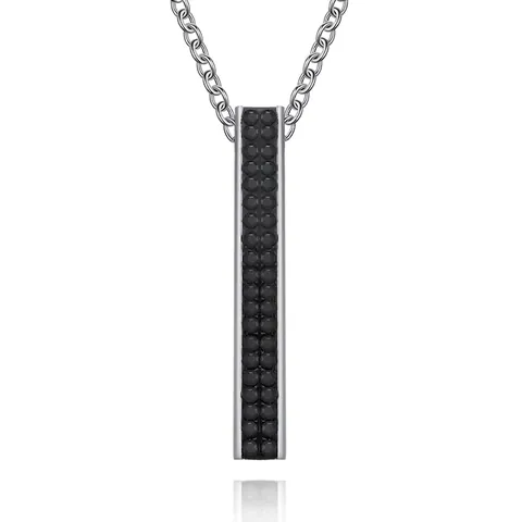 Collana con Ciondolo Cilindrico in Acciaio Inossidabile con Strass Neri per Uomo Donna Unisex Gioielli Hip Hop Punk Catena per Maglione Lucida