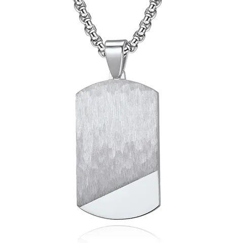 Collana con Piastrina Geometrica da Uomo in Acciaio Inossidabile Oro Argento Spazzolato Lucido Design a Contrasto