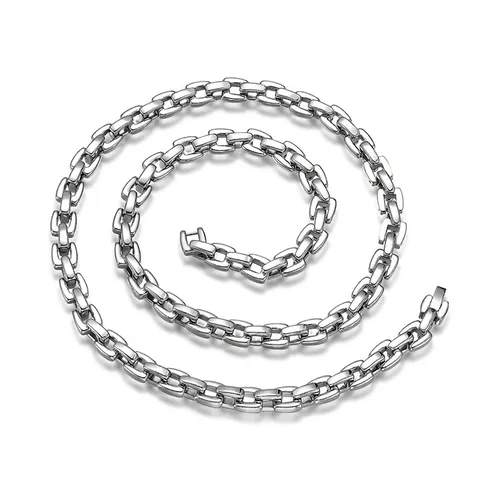 Heren Hip Hop Roestvrij Staal Ankerketting Halsketting Gepolijst Zilver Ketting Zonder Hanger Industriële Sieraden Voor Mannen