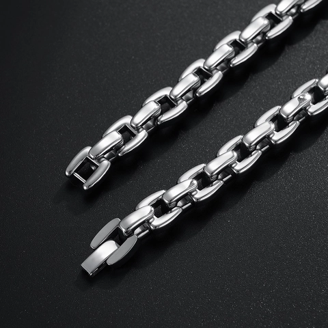 Heren Hip Hop Roestvrij Staal Ankerketting Halsketting Gepolijst Zilver Ketting Zonder Hanger Industriële Sieraden Voor Mannen