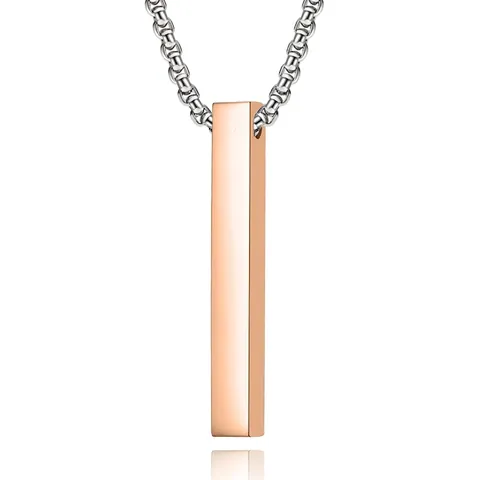 Collana con Pendente a Barra Rettangolare in Acciaio Inossidabile Minimalista Gioielli Geometrici Lucidi per Uomo Donna Accessorio