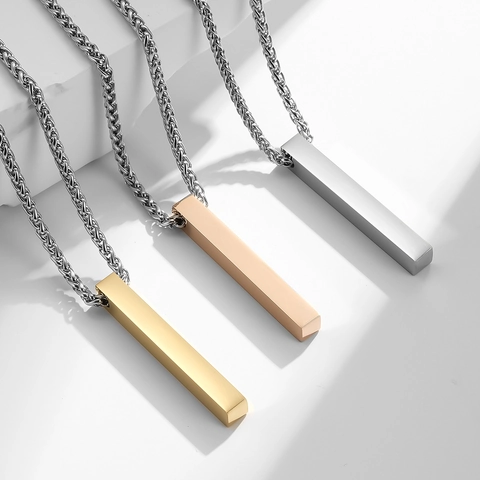 Collana con Pendente a Barra Rettangolare in Acciaio Inossidabile Minimalista Gioielli Geometrici Lucidi per Uomo Donna Accessorio