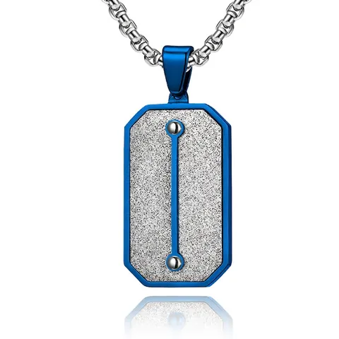 Edelstahl Anhänger Halskette Für Herren Hip Hop Mattierte Dog Tag Geometrische Halskette Mit Strass Galvanisierter Schmuck