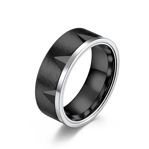 Anello in Acciaio al Titanio per Uomo Donna Stile Punk Industriale Anello a Fascia Spazzolato Rilievo Geometrico Triangolare Gioielli da Mano Lucidi Regalo