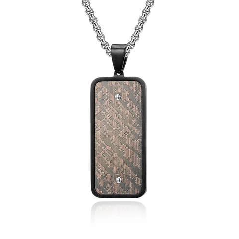 Retro Industrial Stainless Steel Pendant Necklace For Men Square Dog Tag Rivet Detail Box Chain Hip Hop Jewelry Gift