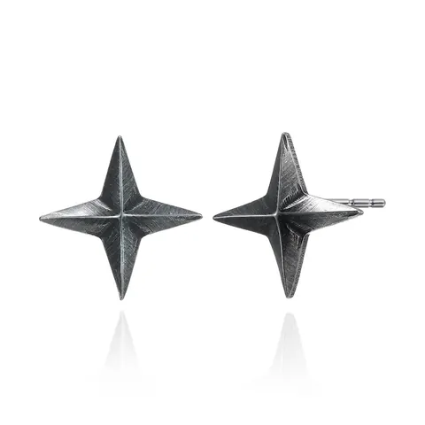 Orecchini a Lobo in Acciaio Inossidabile a Stella Vintage Industriali Geometrici a Quattro Punte Gioielli per Uomo Donna