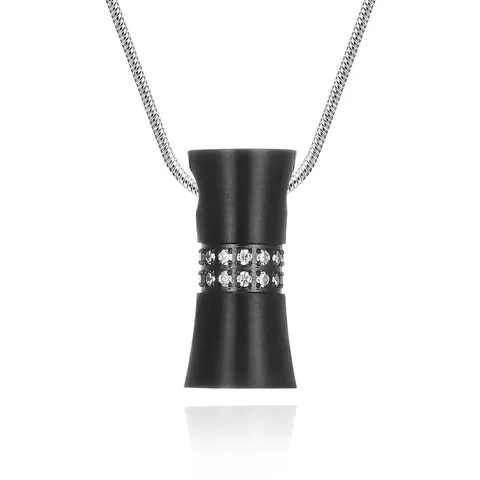 Minimalist Stainless Steel Hourglass Cremation Urn Pendant Necklace For Men Women Black Matte Rhinestone Inlaid Jewelry Gift