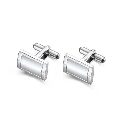 Gemelli da Uomo in Acciaio Inossidabile Business Minimalista Rettangolare Spazzolato Geometrico Accessori per Camicia Argento