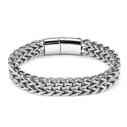 Bracciale a Catena Franco in Acciaio al Titanio alla Moda per Uomo Minimalista in Acciaio Inossidabile Lucido Hip Hop Gioielli Regalo