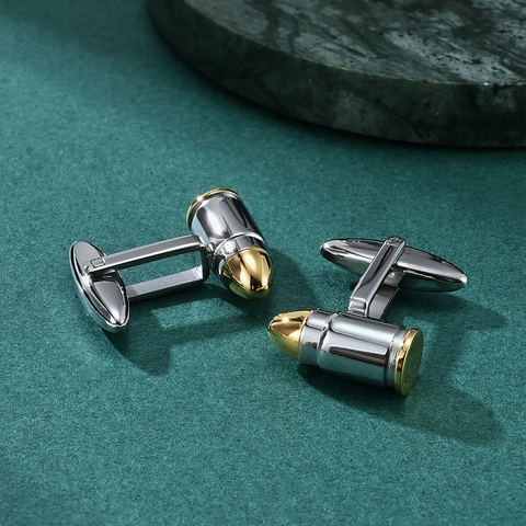 Kreative Patronenform Edelstahl Manschettenknöpfe Für Herren Mode Gold Silber Poliert Business Formelle Hemd Manschettenknöpfe