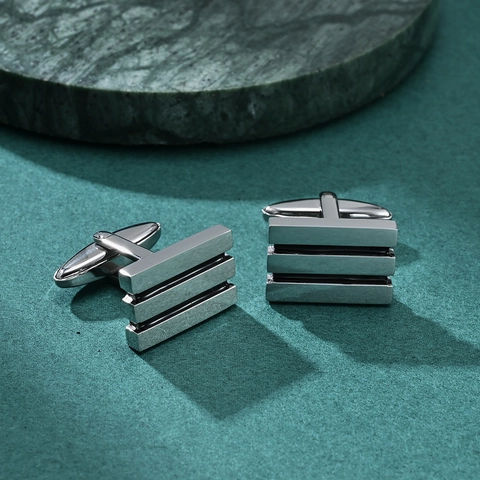 Herren Minimalistisch Edelstahl Manschettenknöpfe Französisch Geometrisch Gestreift Design Anzug Hemd Zubehör Business Hochzeit Schmuck
