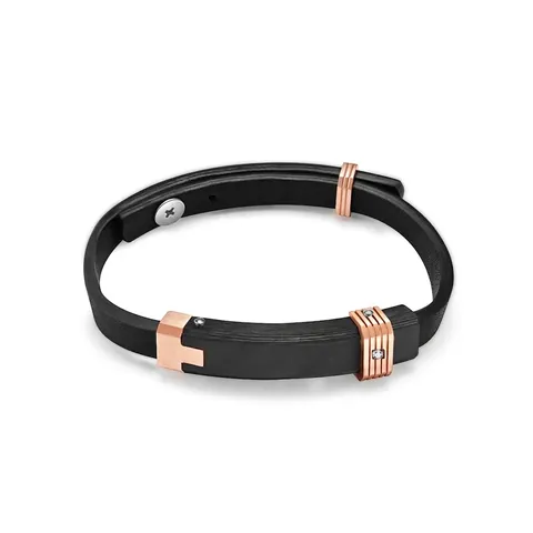 Bracciale Intrecciato in Pelle Multistrato da Uomo Fibbia Magnetica in Acciaio al Titanio Strass Punk Gioielli alla Moda