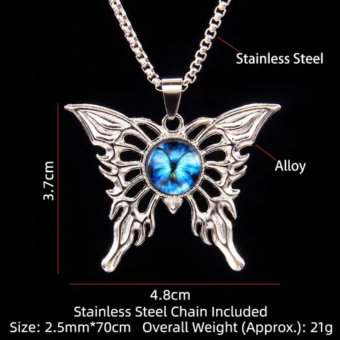Collana con Ciondolo Farfalla Malocchio Gotico Acciaio Inossidabile Lega Punk Stile Oscuro Unisex Choker Gioielli Regalo