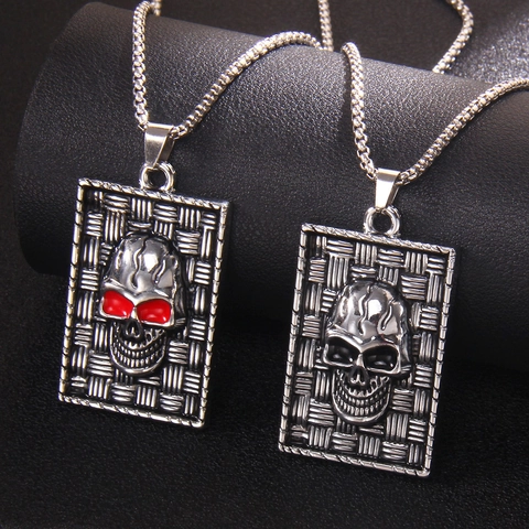 Collar con Colgante de Placa Militar con Calavera Gótica Punk para Hombre Mujer Cadena de Acero Inoxidable Joyería de Rock