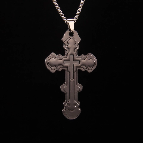 Collar con Colgante de Cruz Grande Gótica Minimalista de Acero Inoxidable y Aleación Cadena Larga de Caja para Hombres y Mujeres Joyería de Moda