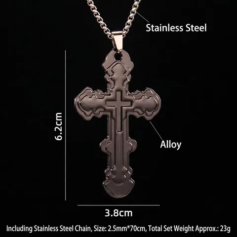 Collar con Colgante de Cruz Grande Gótica Minimalista de Acero Inoxidable y Aleación Cadena Larga de Caja para Hombres y Mujeres Joyería de Moda