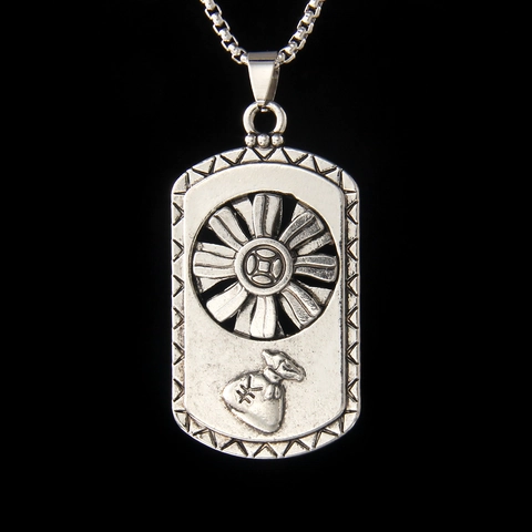Collar de Colgante Rectangular Retro Hip Hop Rueda de la Fortuna Giratoria Bolsa de Dinero Cadena de Acero Inoxidable Aleación Hombre Mujer