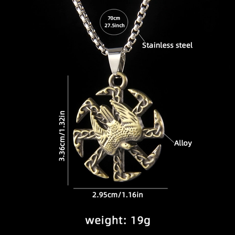 Collar de Colgante Kolovrat Eslavo Rueda del Sol Águila Acero Inoxidable Cadena de Caja Joyería Religiosa para Hombres Mujeres
