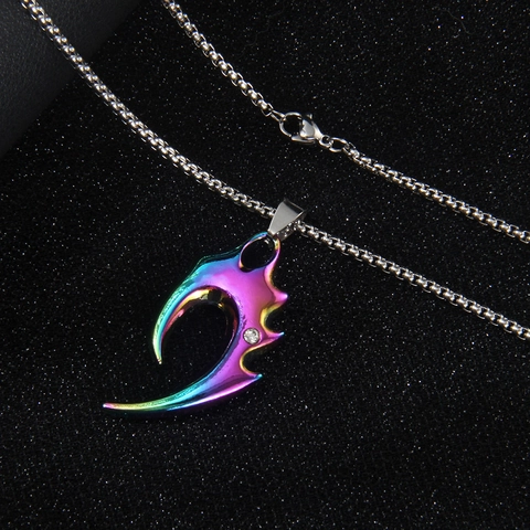 Collana con Ciondolo a Fiamma a Dente di Lupo in Lega di Acciaio Inossidabile Punk Gothic Gioielli di Moda Uomo Donna