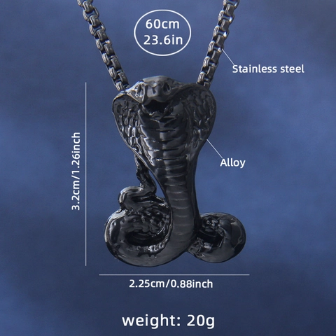 Collar con Colgante de Serpiente Cobra Negra Hip Hop Cadena de Acero Inoxidable Aleación Animal Gótico Punk Joyería para Hombres Niños Regalo