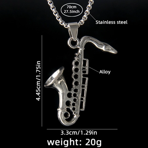 Collana Con Pendente Sax 3D Vintage In Acciaio Inossidabile Lega Strumento Musicale Gioielli Rock Per Uomo Donna