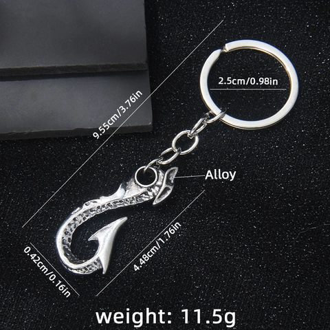 Vintage Legierung Fischhaken Schlüsselanhänger Stammes Stil Retro Metall Schlüsselring Tasche Anhänger Für Angelfreunde Schmuck