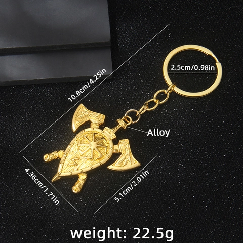Vintage Viking Battle Axe Shield Keychain Norse Mythology Slavic Metal Pendant Kolovrat Symbol Keyring Bag Charm Gift