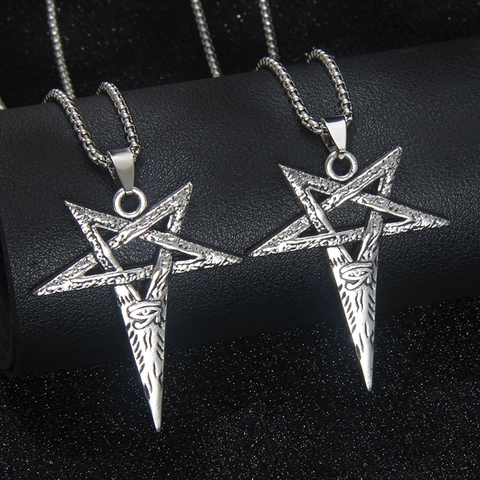 Vintage Wikinger Pentagramm Anhänger Halskette Für Herren Edelstahl Legierung Auge Des Horus Box Kette Mystischer Schmuck