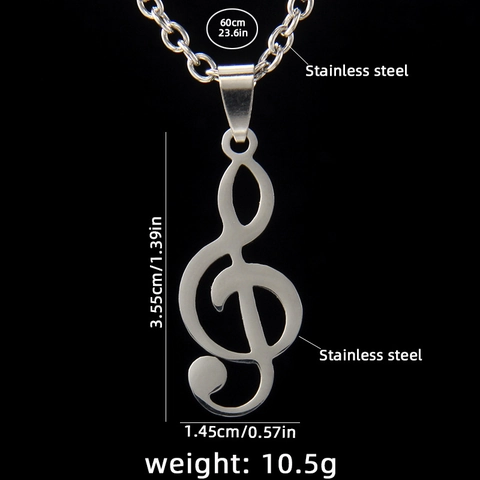 Collana con Ciondolo a Forma di Nota Musicale Chiave di Violino in Acciaio Inossidabile Uomo Donna Gioielli Musicali Minimalisti