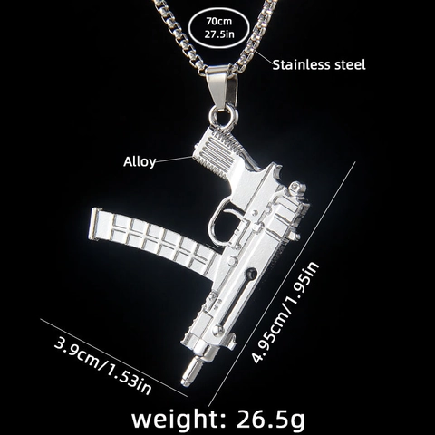 Collana con Pendente a Forma di Mitra in Acciaio Inossidabile Hip Hop per Uomo Donna Punk Street Style Gioielli Modello Arma in Lega