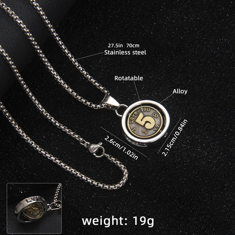 Collana Vintage Con Pendente a Moneta da 5 Centesimi Rotante Catena in Acciaio Inox Lega di Zinco Medaglione Rotondo Inciso