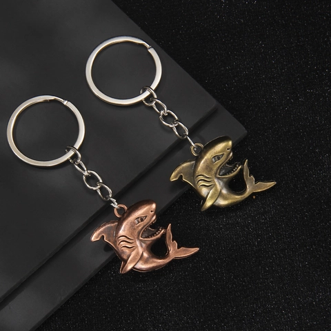 Vintage Legierung Hai Wal Meerestier Schlüsselanhänger Retro Bronze Metall Meereskreatur Schlüsselring Auto Tasche Anhänger Schmuck