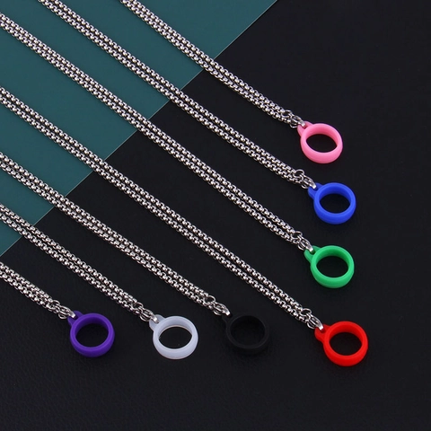 Edelstahl Lanyard Halskette Mit Silikonring Tragbares Aufhängeseil Anti-Verlust-Zubehör Für Elektronische Geräte
