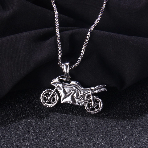 Collar con Colgante de Motocicleta de Acero Inoxidable y Aleación Estilo Vintage Punk Hip Hop para Hombre Mujer Joyería Biker