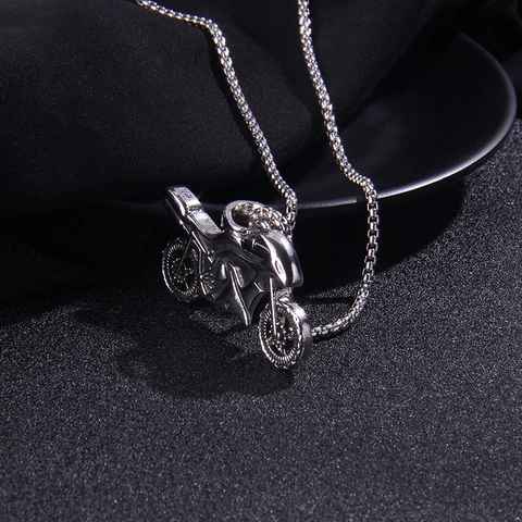 Collar con Colgante de Motocicleta de Acero Inoxidable y Aleación Estilo Vintage Punk Hip Hop para Hombre Mujer Joyería Biker