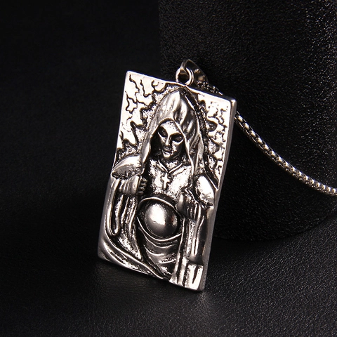 Retro Gothic Edelstahl Boxkette Halskette Mit Legierung Hexe Kreuz Relief Anhänger Für Damen Herren Hip Hop Punk Schmuck