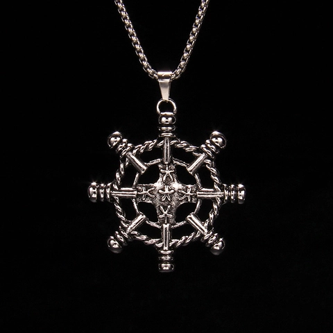 Collar con Colgante de Timón de Barco de Aleación de Acero Inoxidable Vintage Plata Antigua Joyería Náutica para Hombre Mujer