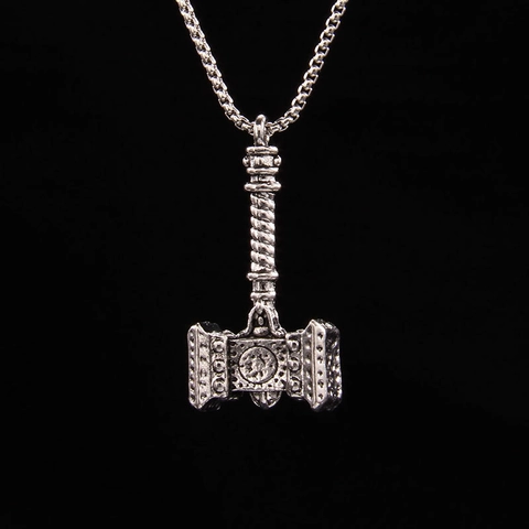 Collar con Colgante de Martillo Vikingo Vintage Cadena de Acero Inoxidable Aleación Retro Estilo Hip Hop Punk Joyería Hombre