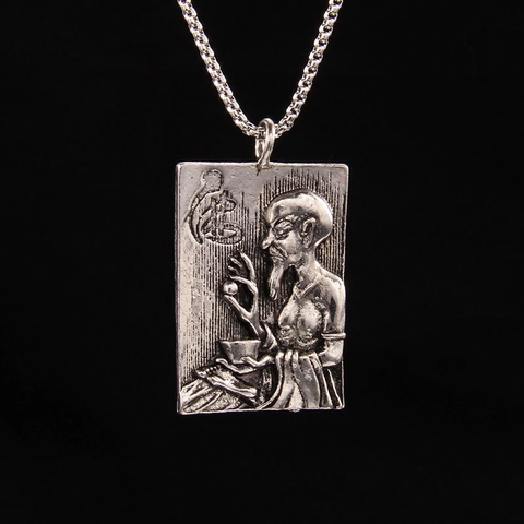 Collar Vintage de Acero Inoxidable con Colgante Cuadrado de Aleación en Relieve Buda Maestro Zen para Hombres Mujeres Joyería de Estilo Étnico Religioso