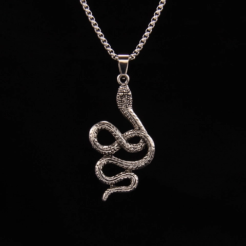 Hip Hop Punk Snake Pendant Necklace For Men Women Stainless Steel Chain Alloy Retro Animal Serpent Gothic Jewelry