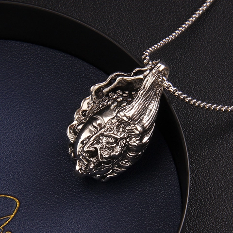 Collar con Colgante de Buda y Demonio de Doble Cara Vintage Hombre Gótico Punk Colgante de Aleación Cadena de Caja de Acero Inoxidable