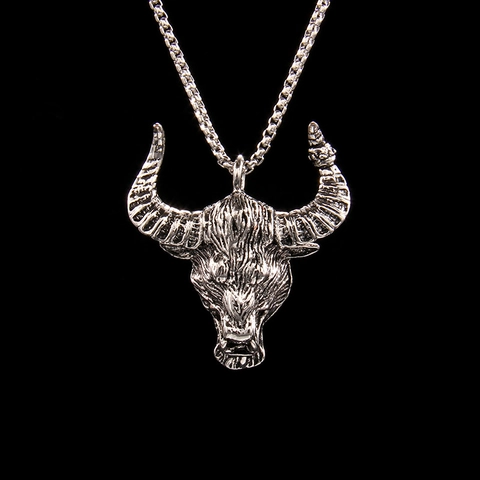 Collar de Colgante de Cabeza de Toro Vintage Cadena de Caja Acero Inoxidable Aleación Animal Punk Hip Hop Joyería para Hombre Mujer
