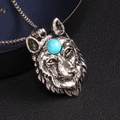 Collana con Pendente a Testa di Lupo Vintage Acciaio Inossidabile Lega Hip Hop Totem Animale Catena per Uomo Donna Gioielli Punk