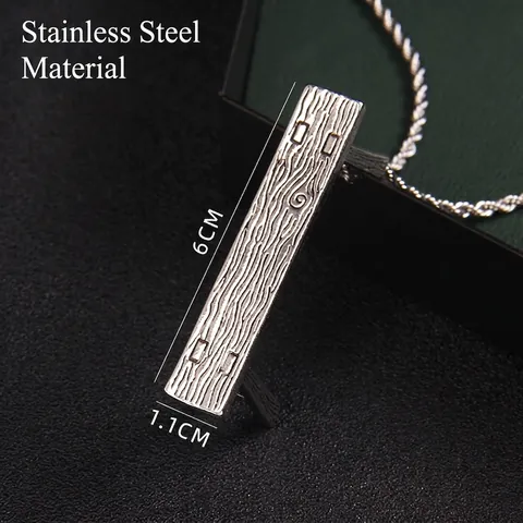 Collana Con Pendente a Panchina in Acciaio Inossidabile Con Venatura del Legno Design di Nicchia Gioielli Unisex Stile Industriale