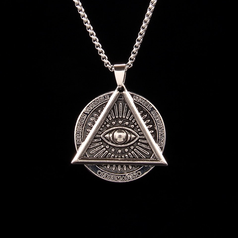 Collana con Pendente Occhio della Provvidenza in Acciaio Inossidabile Lega Vintage Simbolo Massoneria Gioielli Punk Goth