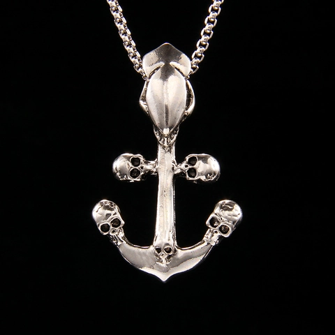 Collar con Colgante de Ancla y Calavera de Aleación y Acero Inoxidable Estilo Vintage Punk Gótico para Hombres Mujeres Joyería Hip Hop Biker