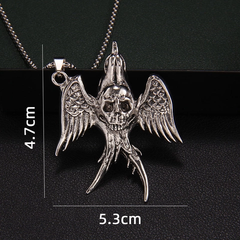Collar de Colgante de Golondrina y Calavera Gótico para Hombre Mujer Cadena de Acero Inoxidable Aleación Punk Hip Hop Joyería
