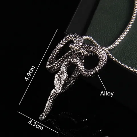 Collar Colgante de Serpiente de Acero Inoxidable Vintage Punk Gótico para Hombres Mujeres Plata Antigua Joyas de Cadena