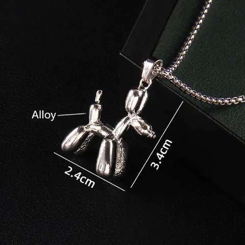 Collar con Colgante de Perro Globo de Arte Moderno para Hombre Mujer Cadena de Acero Inoxidable Joyas de Aleación de Animal Plateado Regalo