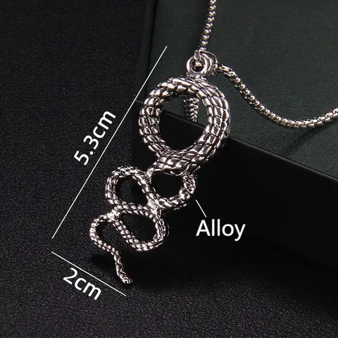 Collar de Acero Inoxidable de Serpiente de Personalidad Gótica para Hombres Mujeres Estilo Minimalista Oscuro Colgante de Aleación en S